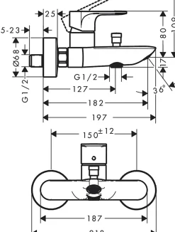 Hansgrohe Mitigeur bain/douche Rebris E Chromé* Robinet De Baignoire