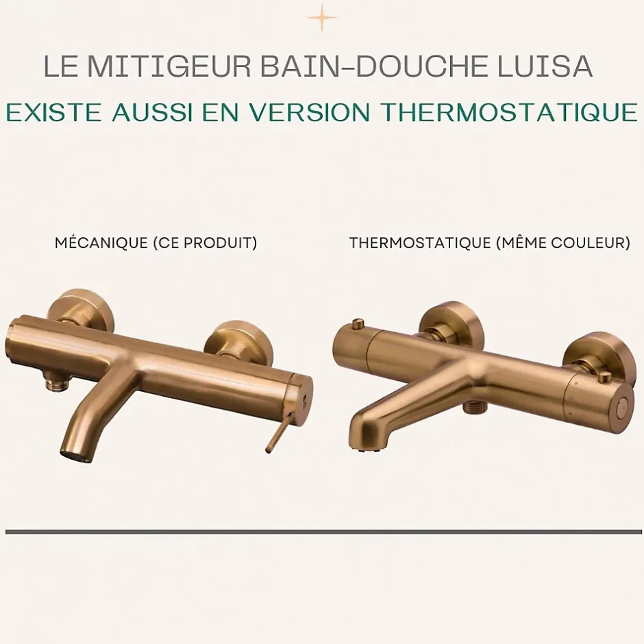 Essebagno Mitigeur bain-douche mécanique cuivre brossé Luisa* Robinet De Baignoire