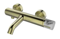 Essebagno Mitigeur bain-douche mécanique, doré et marbre blanc, Manopola* Robinet De Baignoire