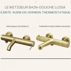 Essebagno Mitigeur bain-douche mécanique or brossé Luisa* Robinet De Baignoire