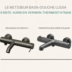 Essebagno Mitigeur bain-douche mécanique gun métal Luisa* Robinet De Baignoire