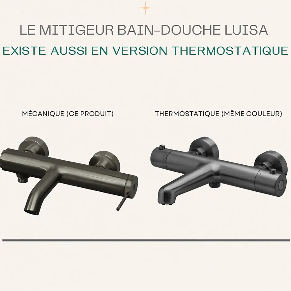 Essebagno Mitigeur bain-douche mécanique gun métal Luisa* Robinet De Baignoire