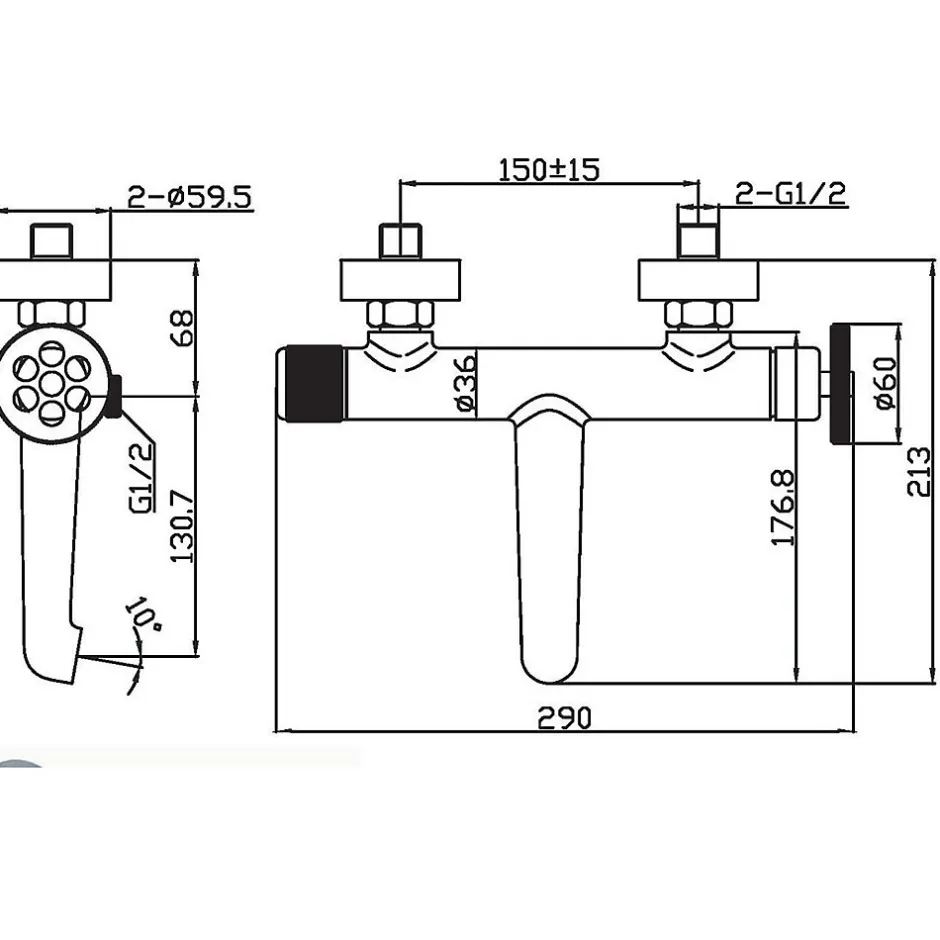 Essebagno Mitigeur bain-douche mécanique noir Indus* Robinet De Baignoire