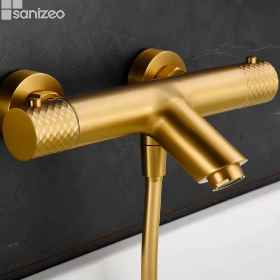 Imex Mitigeur Bain/Douche Thermostatique Anti-Calcaire Or Brossé GENOVA BDG053-4OC