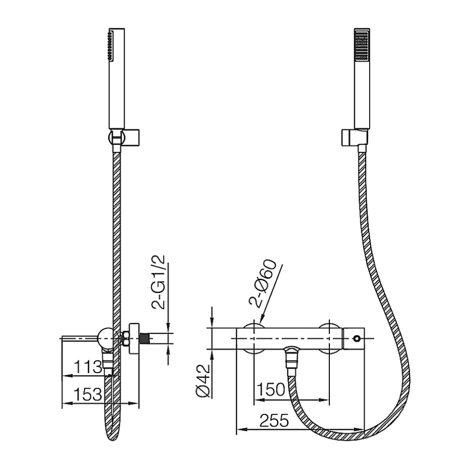 Imex Mitigeur Bain/Douche Thermostatique Anti-Calcaire Or Brossé GENOVA BDG053-4OC