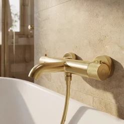 GoodHome Mitigeur bain/douche thermostatique, doré brossé, Owens
