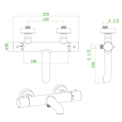 Essebagno Mitigeur bain-douche thermostatique cuivre brossé Luisa* Robinet De Baignoire