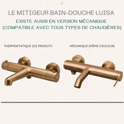Essebagno Mitigeur bain-douche thermostatique cuivre brossé Luisa* Robinet De Baignoire