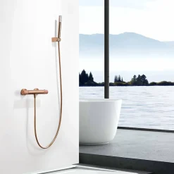 Imex Products Mitigeur baindouche thermostatique en laiton et zama finition or rose PVD* Colonne De Douche Encastrable