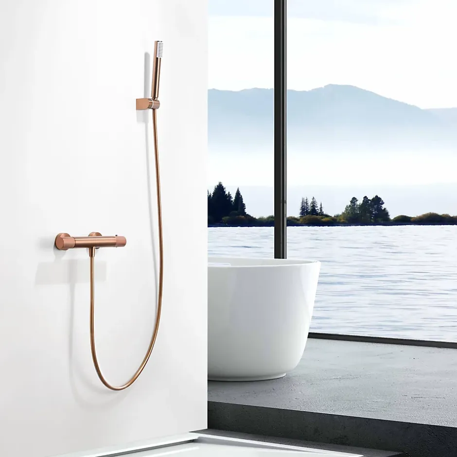 Imex Products Mitigeur baindouche thermostatique en laiton et zama finition or rose PVD* Colonne De Douche Encastrable