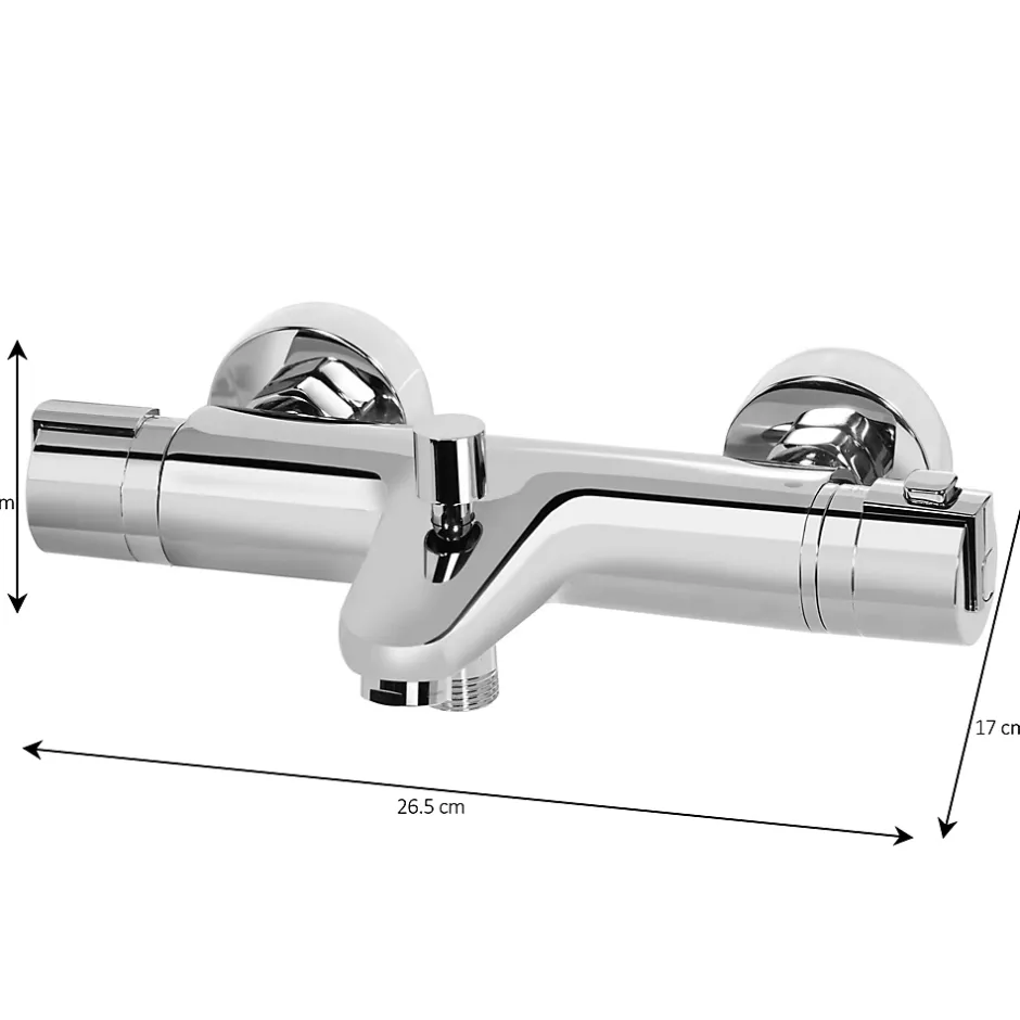GoodHome Mitigeur bain/douche thermostatique, chrome, NF, Myra* Robinet De Douche