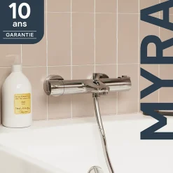 GoodHome Mitigeur bain/douche thermostatique, chrome, NF, Myra* Robinet De Douche
