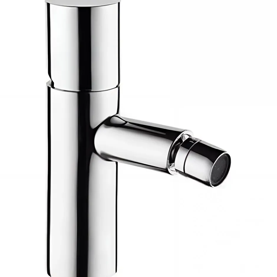 Sanindusa Mitigeur bidet à commande cylindrique jet orientable Single Plus chrome livré avec fixation et 2 flexibles
