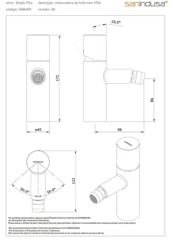 Sanindusa Mitigeur bidet à commande cylindrique jet orientable Single Plus chrome livré avec fixation et 2 flexibles