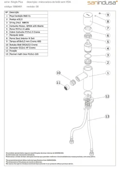 Sanindusa Mitigeur bidet à commande cylindrique jet orientable Single Plus chrome livré avec fixation et 2 flexibles