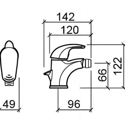 Sanindusa Mitigeur bidet bec orientable Alfa chrome livré avec fixation 2 flexibles 1 vidage