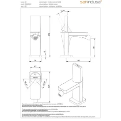 Sanindusa Mitigeur bidet design plat épuré contemporain Alfa Line 42 couleur noir et chrome livré avec 2 flexibles* Robinet De Bidet