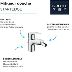 Grohe Mitigeur bidet Quickfix StartEdge* Robinet De Bidet