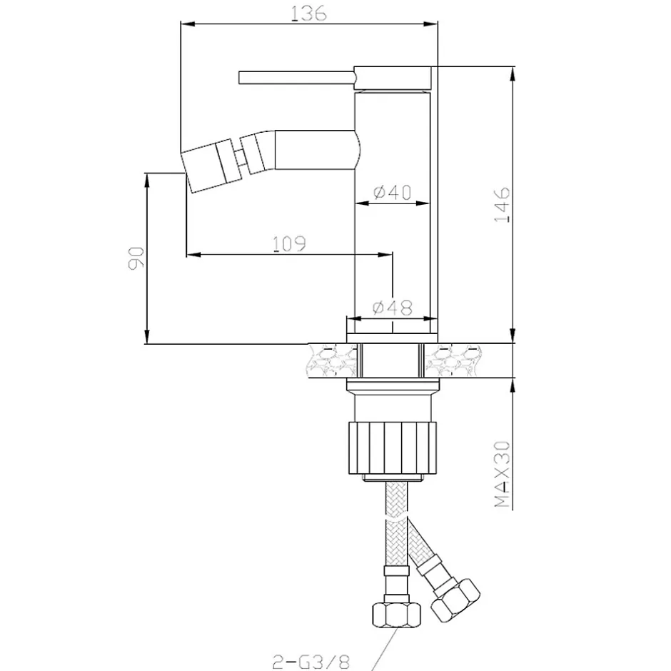 Essebagno Mitigeur bidet or brossé Lollipop