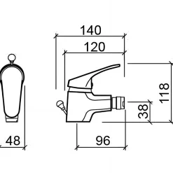 Sanindusa Mitigeur bidet Cetus Basic chromé livré avec 2 flexibles et son vidage à tirette* Robinet De Bidet