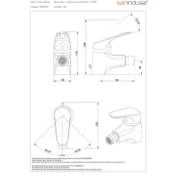 Sanindusa Mitigeur bidet Cetus Basic chromé livré avec 2 flexibles