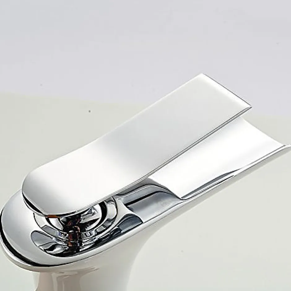Kroos Mitigeur cascade Blanc pour Lavabo Chromé Design Moderne