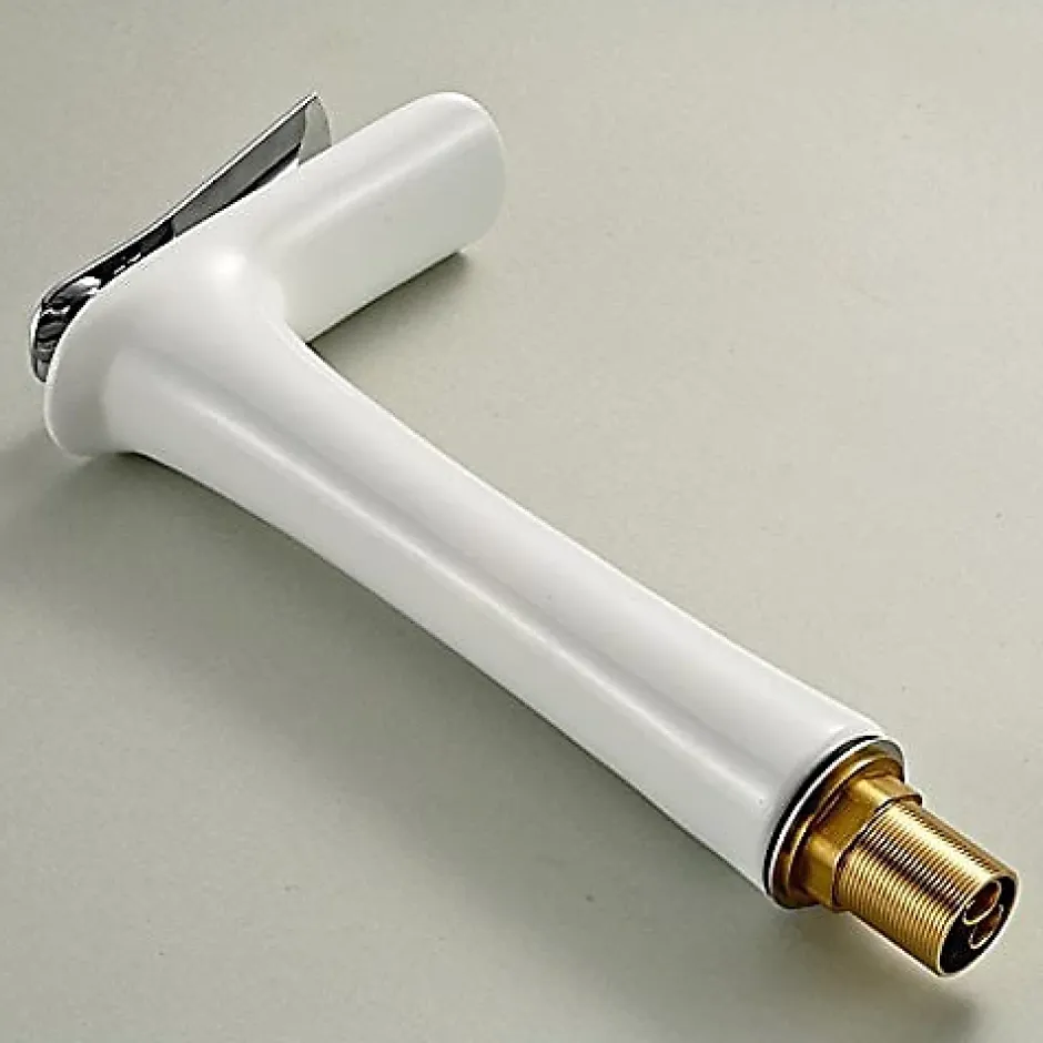 Kroos Mitigeur cascade Blanc pour Lavabo Chromé Design Moderne