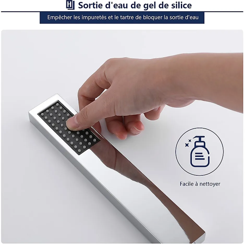 Homelody Mitigeur de Baignoire Cascade Robinet de Douche Mural avec Douchette à Mains Laiton Set de douche en Laiton Chromé