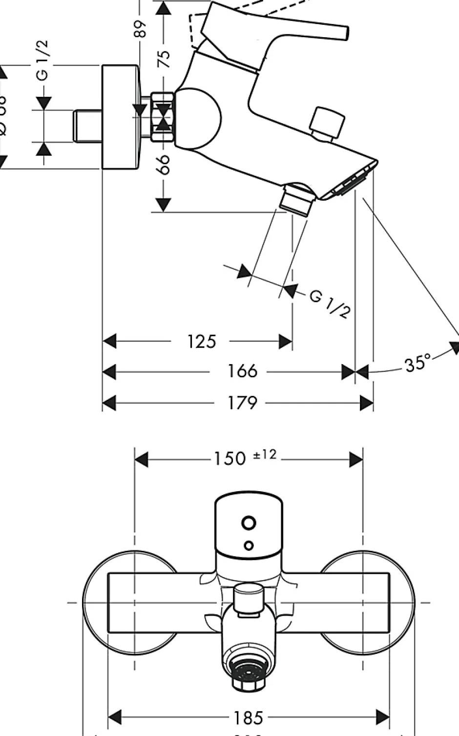 Hansgrohe Mitigeur de baignoire chromé Talis S* Robinet De Baignoire