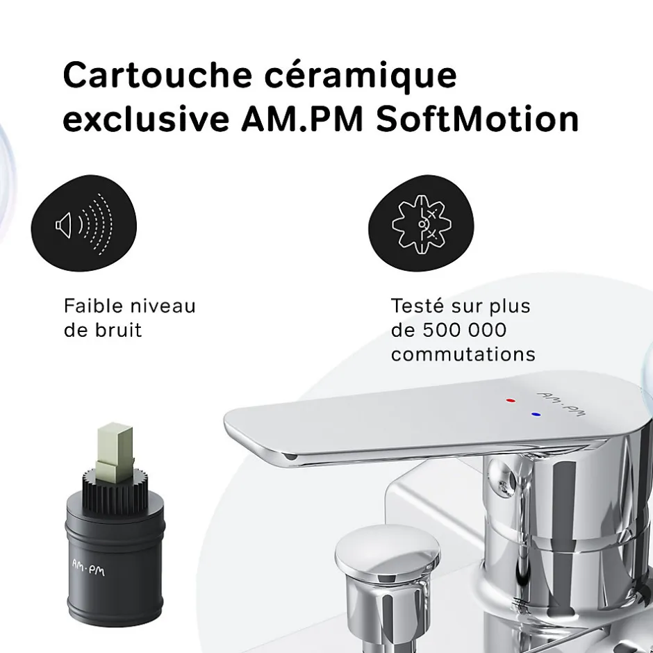 Am.Pm Europe Mitigeur de baignoire mécanique Robinet de baignoire, mitigeur salle de bain, Chromé, FTA10000 Hit AM.PM* Robinet De Baignoire