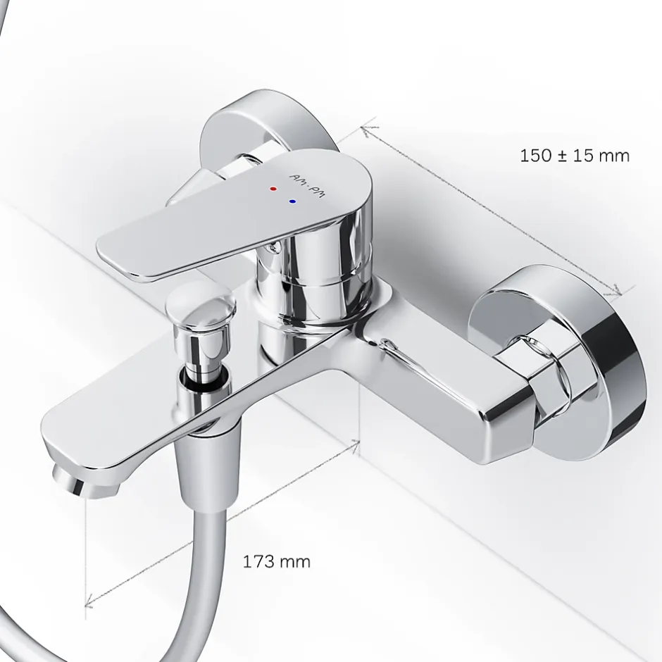 Am.Pm Europe Mitigeur de baignoire mécanique Robinet de baignoire, mitigeur salle de bain, Chromé, FTA10000 Hit AM.PM* Robinet De Baignoire