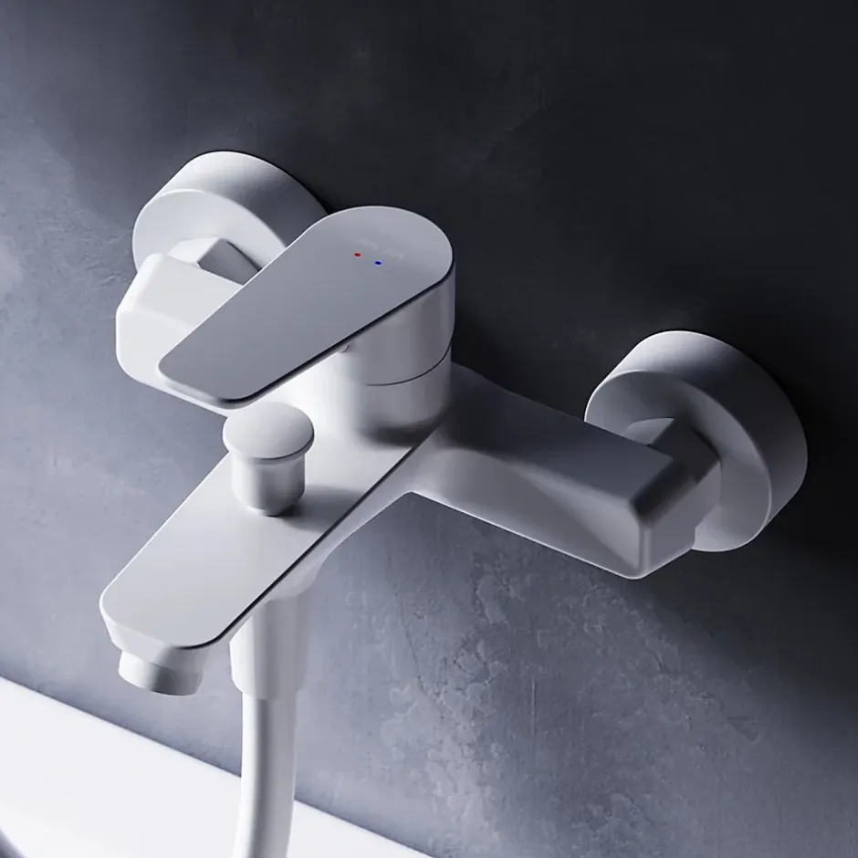 Am.Pm Europe Mitigeur de baignoire mécanique Robinet de baignoire, mitigeur salle de bain, Blanc FTA10033 Hit AM.PM