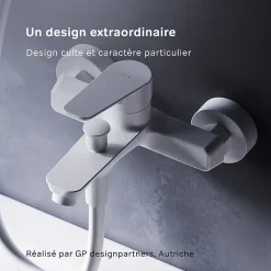 Am.Pm Europe Mitigeur de baignoire mécanique Robinet de baignoire, mitigeur salle de bain, Blanc FTA10033 Hit AM.PM