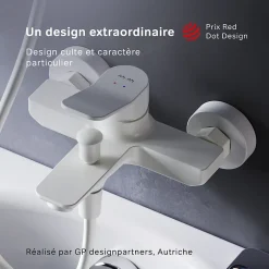 Am.Pm Europe Mitigeur de baignoire mécanique Robinet de baignoire, mitigeur salle de bain Blanc taille M, FXA10033 X-Joy AM.PM* Robinet De Baignoire