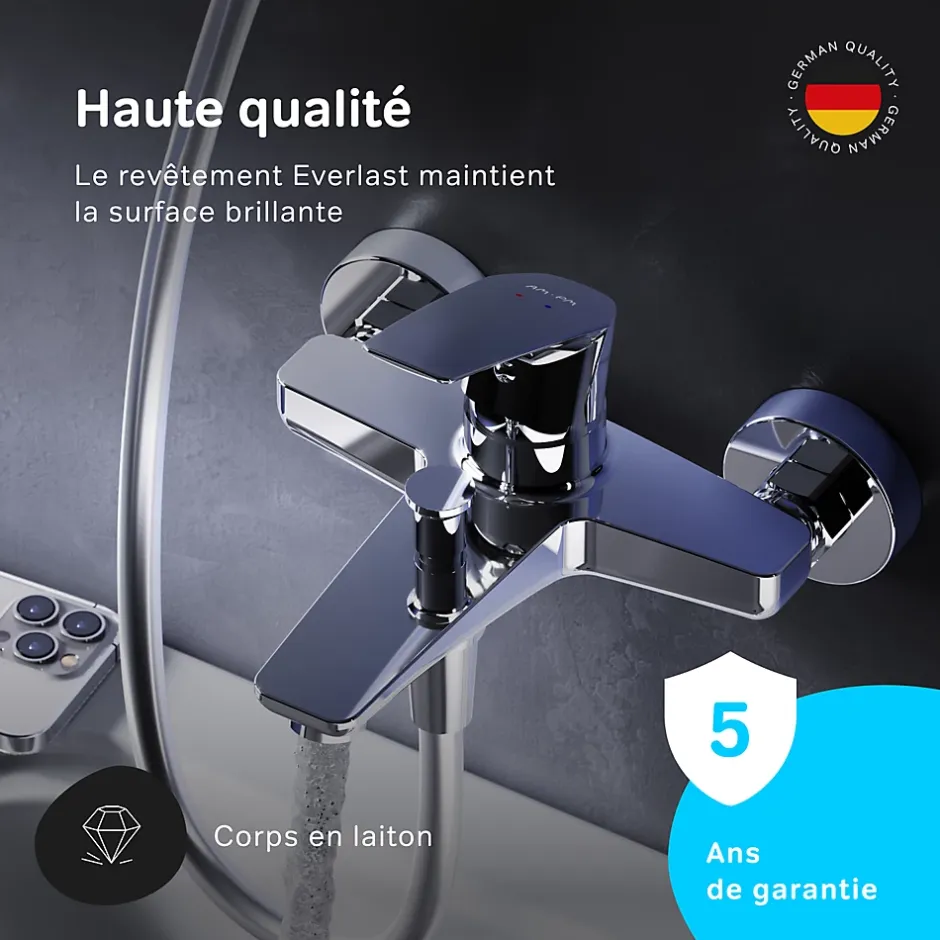 Am.Pm Europe Mitigeur de baignoire mécanique Robinet de baignoire, mitigeur salle de bain, Chromé, FGA10000 Gem AM.PM* Robinet De Baignoire
