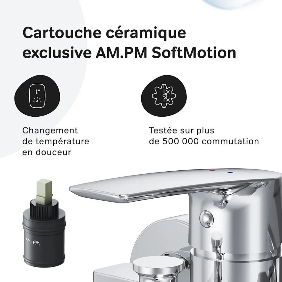 Am.Pm Europe Mitigeur de baignoire mécanique Robinet de baignoire, mitigeur salle de bain, Chromé, FGA10000 Gem AM.PM* Robinet De Baignoire