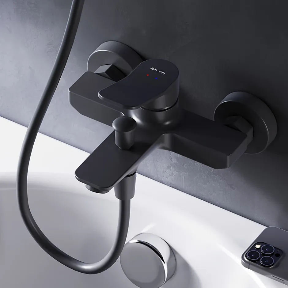 Am.Pm Europe Mitigeur de baignoire mécanique Robinet de baignoire, mitigeur salle de bain, Noir, FXA10022 X-Joy AM.PM