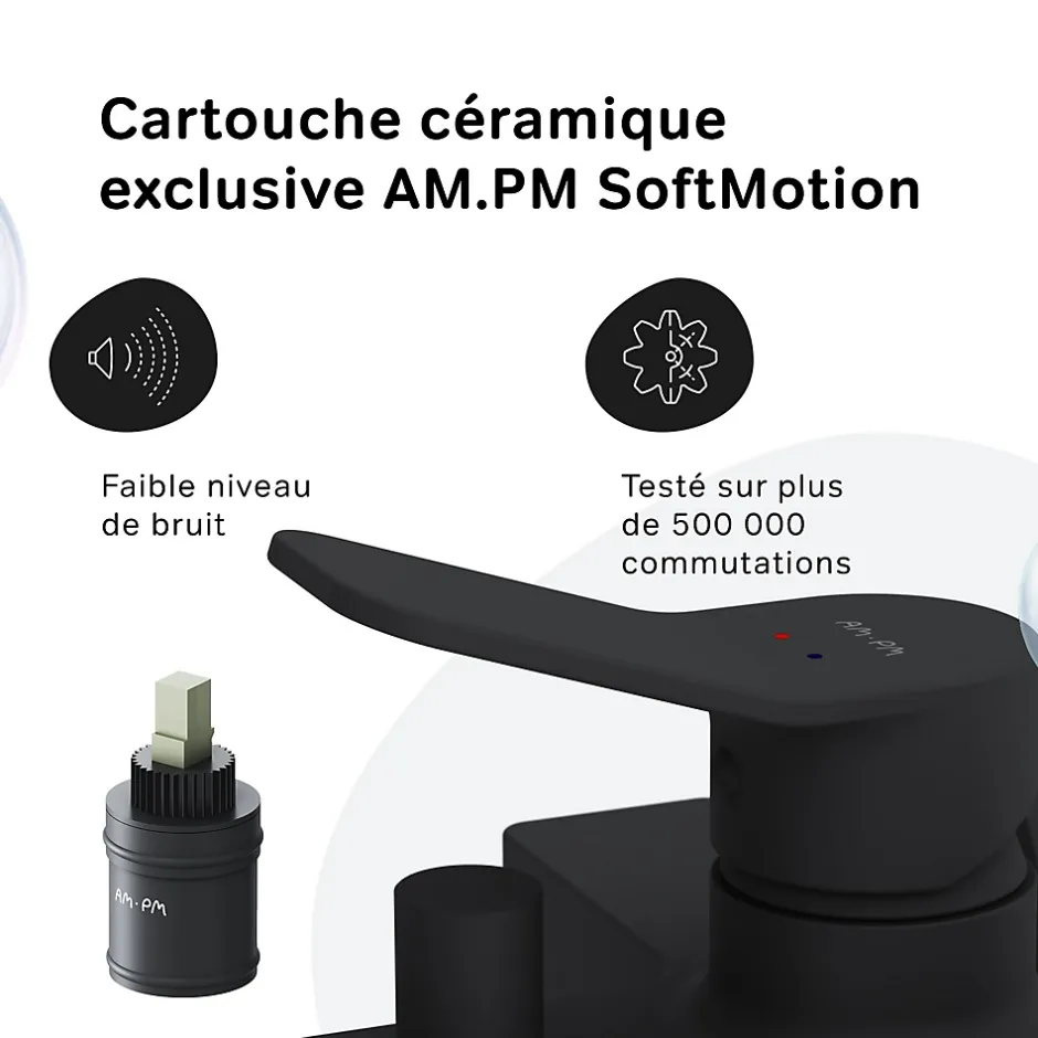 Am.Pm Europe Mitigeur de baignoire mécanique Robinet de baignoire, mitigeur salle de bain, Noir, FXA10022 X-Joy AM.PM