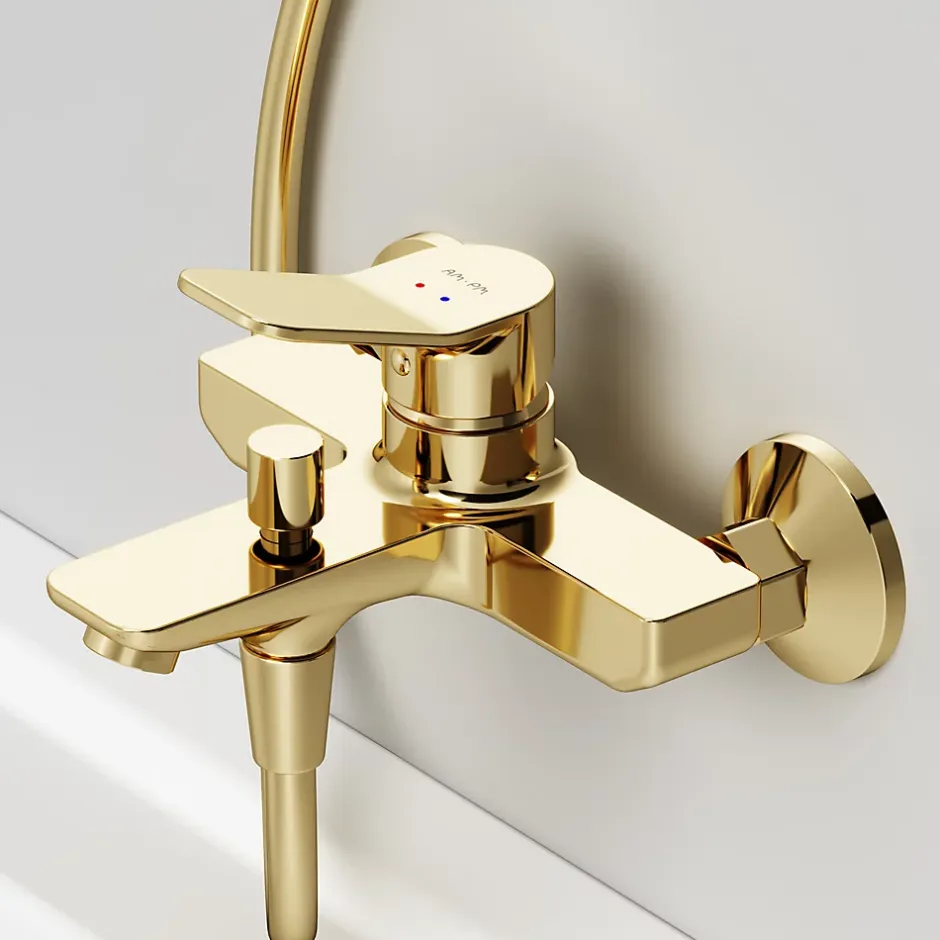 Am.Pm Europe Mitigeur de baignoire mécanique Robinet de baignoire, mitigeur salle de bain, Doré, FXA10099 X-Joy AM.PM