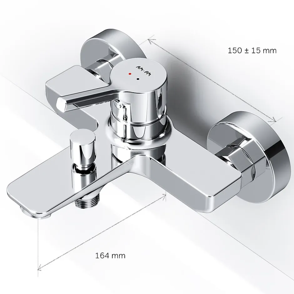 Am.Pm Europe Mitigeur de baignoire mécanique Robinet de baignoire, mitigeur salle de bain Chromé, FXB10000 X-Joy S AM.PM