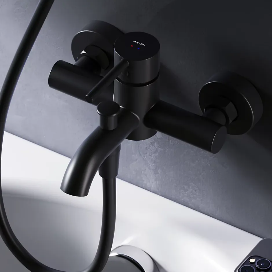 Am.Pm Europe Mitigeur de baignoire mécanique Robinet de baignoire, mitigeur salle de bain, Noir, FPA10022 Spike AM.PM* Robinet De Baignoire