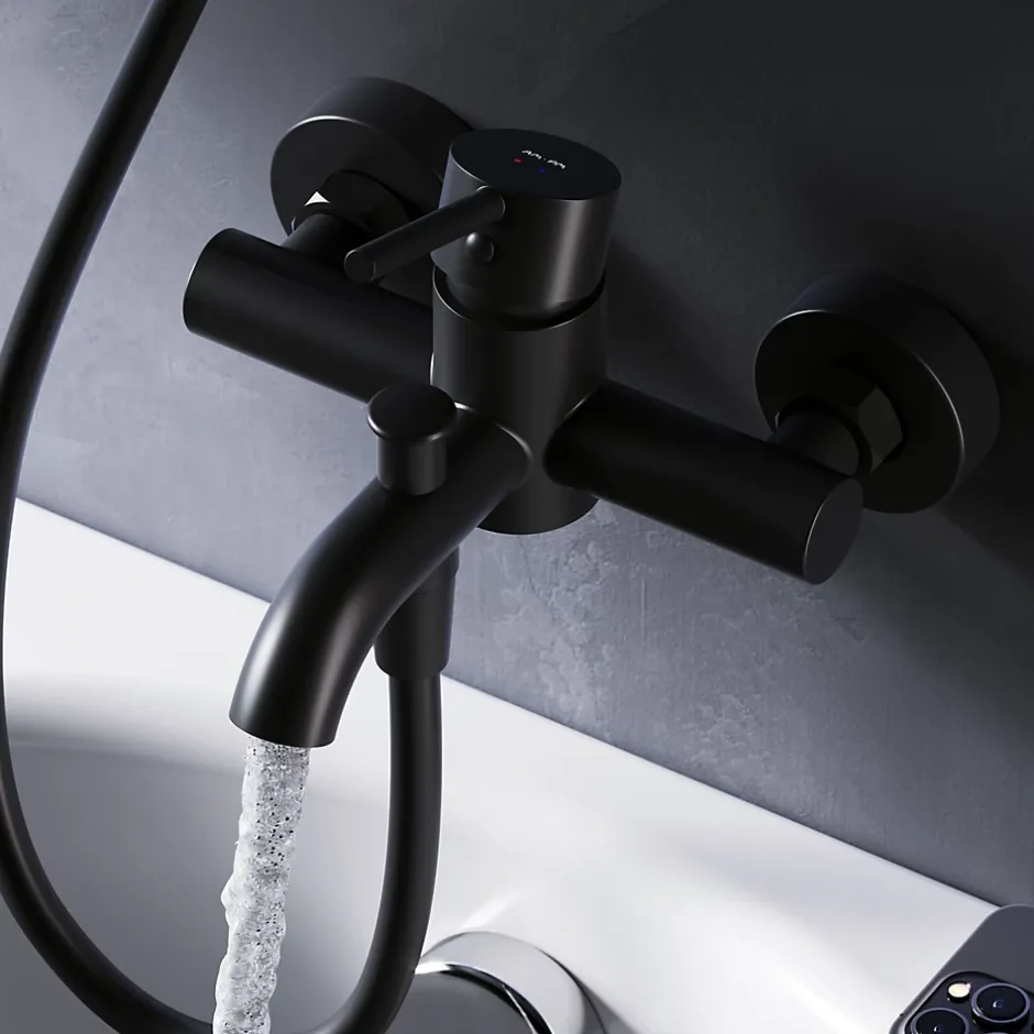 Am.Pm Europe Mitigeur de baignoire mécanique Robinet de baignoire, mitigeur salle de bain, Noir, FPA10022 Spike AM.PM* Robinet De Baignoire
