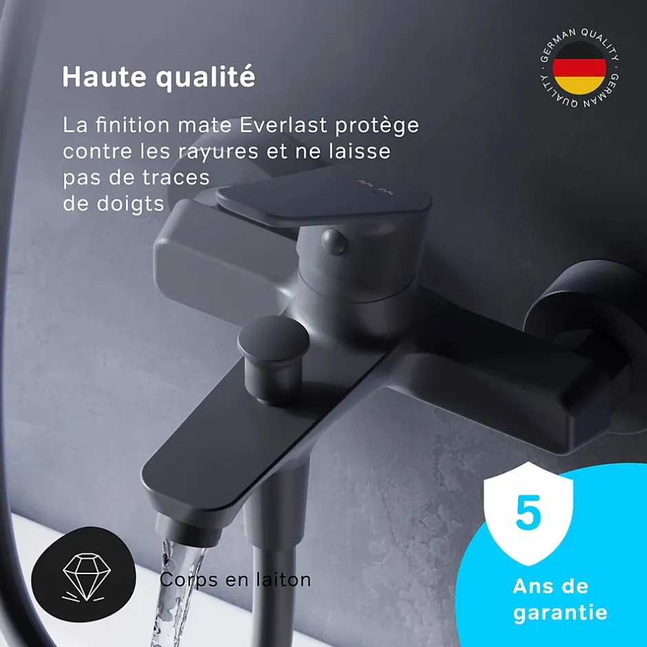 Am.Pm Europe Mitigeur de baignoire mécanique Robinet de baignoire, mitigeur salle de bain, Noir, FTA10022 Hit AM.PM