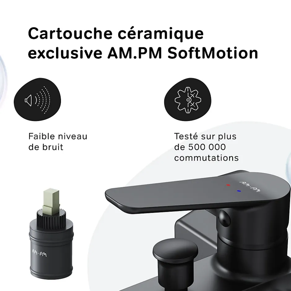 Am.Pm Europe Mitigeur de baignoire mécanique Robinet de baignoire, mitigeur salle de bain, Noir, FTA10022 Hit AM.PM