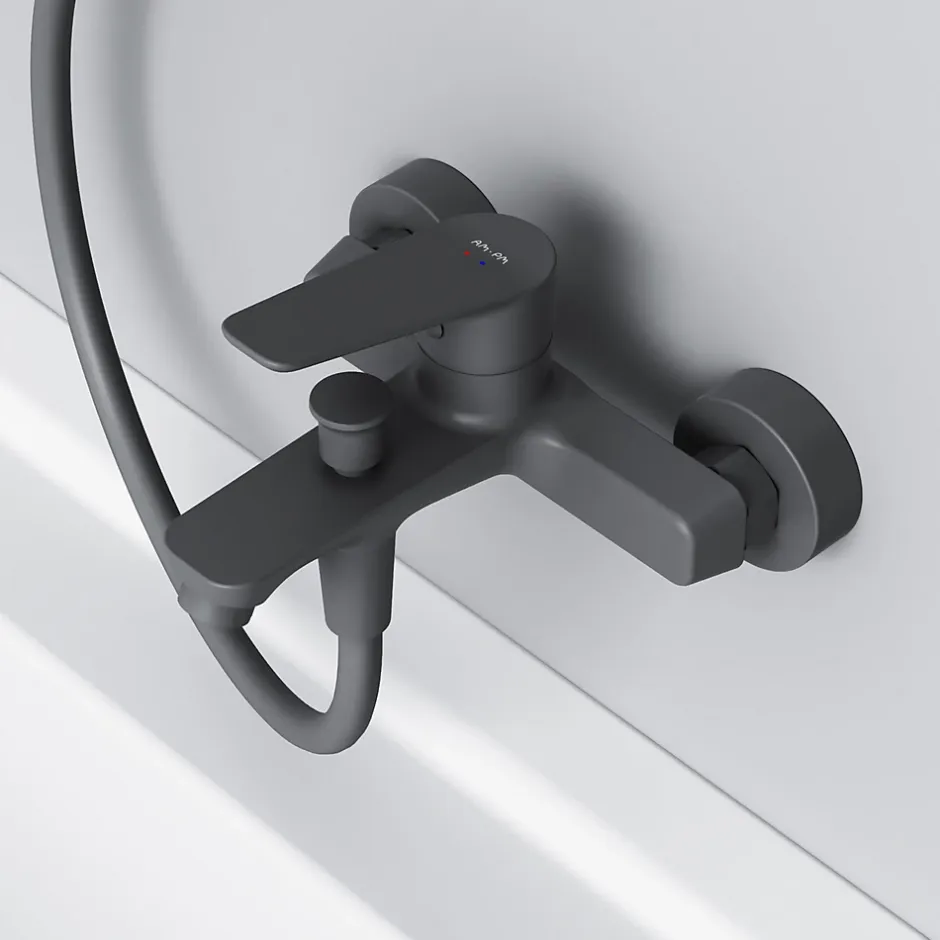 Am.Pm Europe Mitigeur de baignoire mécanique Robinet de baignoire, mitigeur salle de bain, Noir, FTA10022 Hit AM.PM