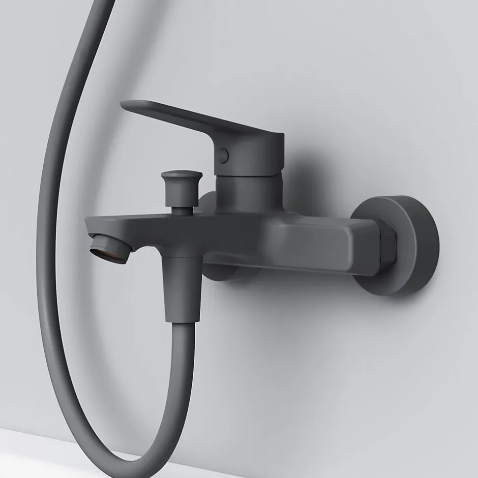 Am.Pm Europe Mitigeur de baignoire mécanique Robinet de baignoire, mitigeur salle de bain, Noir, FTA10022 Hit AM.PM