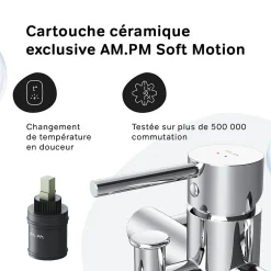 Am.Pm Europe Mitigeur de baignoire mécanique Robinet de baignoire, mitigeur salle de bain, Chromé, FPA10000 Spike AM.PM