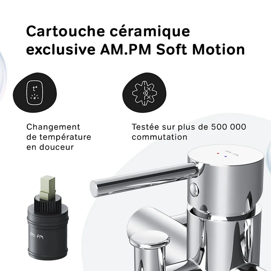 Am.Pm Europe Mitigeur de baignoire mécanique Robinet de baignoire, mitigeur salle de bain, Chromé, FPA10000 Spike AM.PM