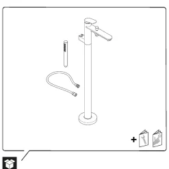 Duravit Mitigeur de baignoire monocommande sur pied avec bec et douchette + flexible - Chrome - 13,5x31,2x95cm - Wave* Robinet De Baignoire