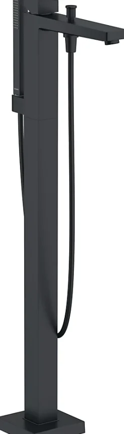 Duravit Mitigeur de baignoire monocommande sur pied avec bec et douchette + flexible - Noir mat - 13,5x31,5x94cm - Manhattan* Robinet De Baignoire